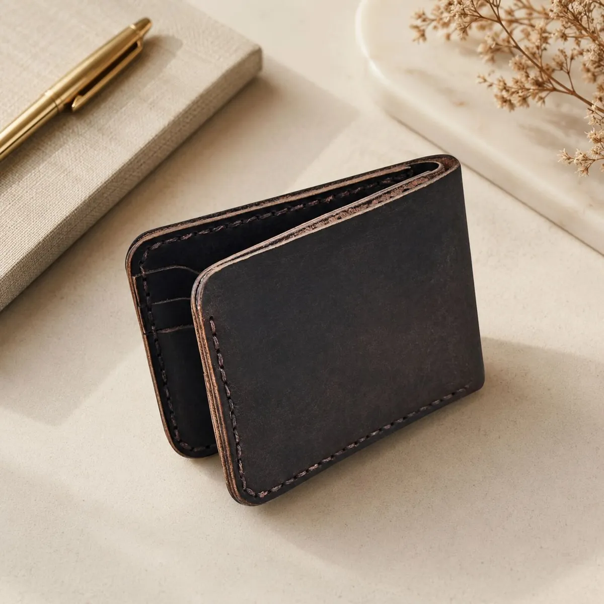 Unisex Genuine Leather Bifold Wallet - Image 3