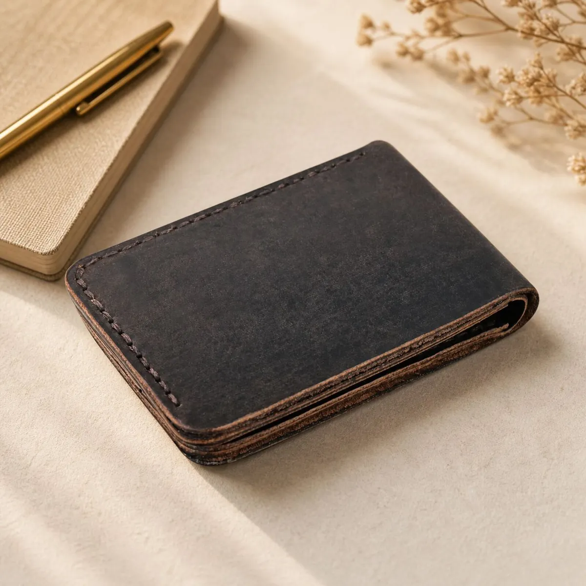 Unisex Genuine Leather Bifold Wallet - Image 2
