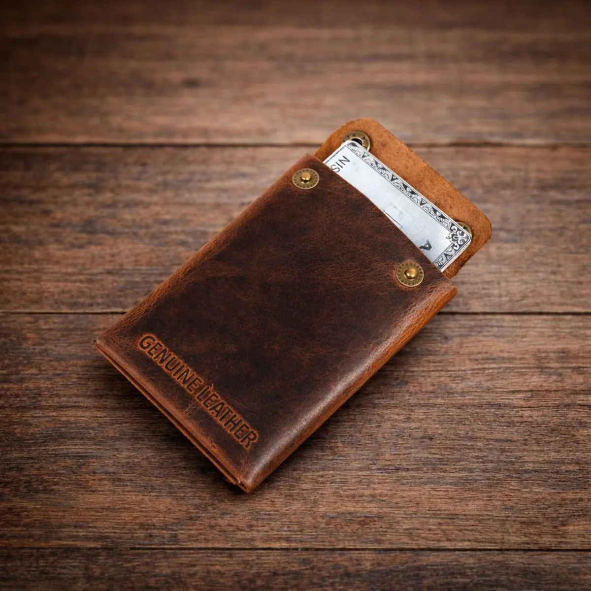 Slim Leather Card Holder Wallet Leather Card Case - Image 4