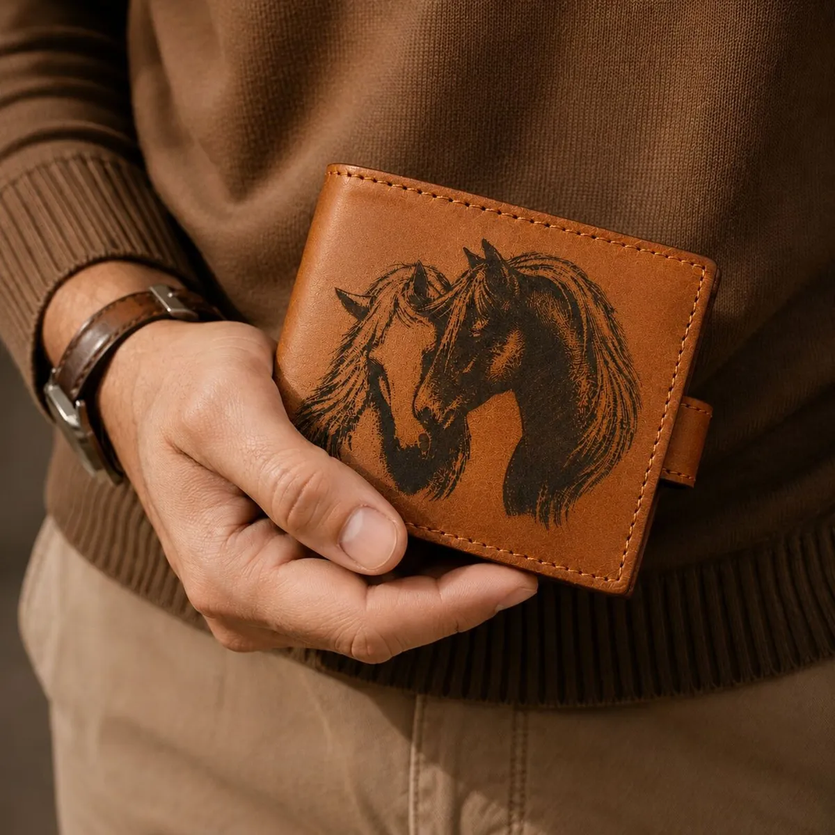 Leather Wallet for Men Handmade Bifold Wallet - Image 3