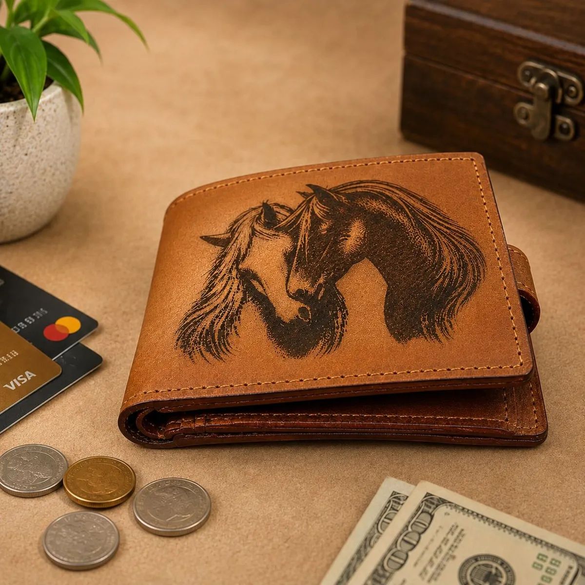 Leather Wallet for Men Handmade Bifold Wallet - Image 4