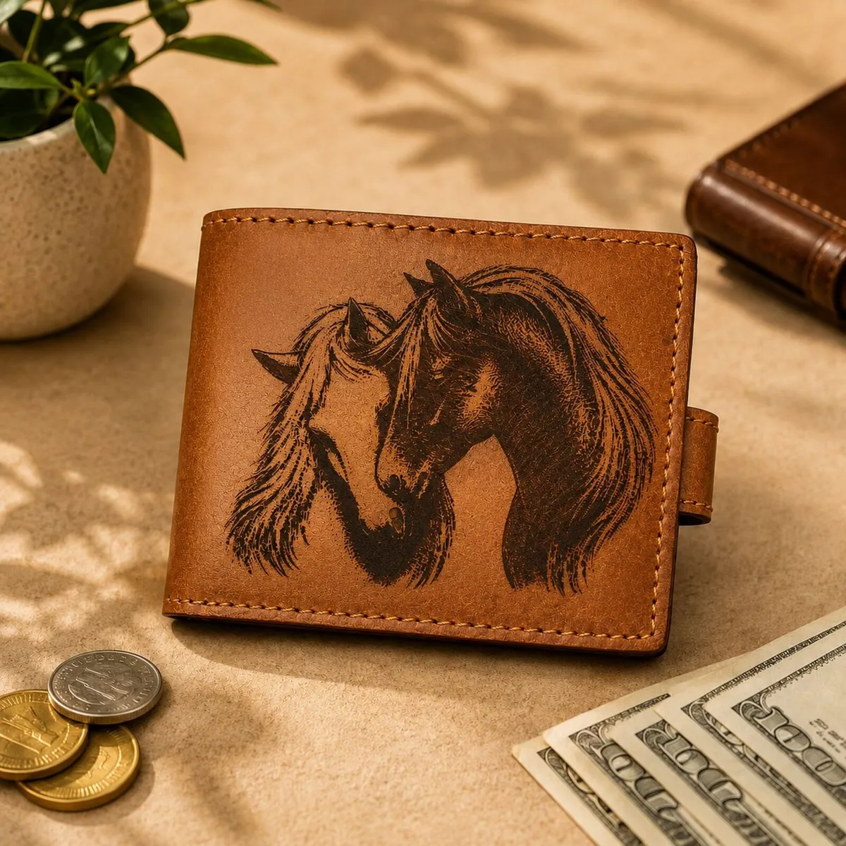 Leather Wallet for Men Handmade Bifold Wallet - Image 1