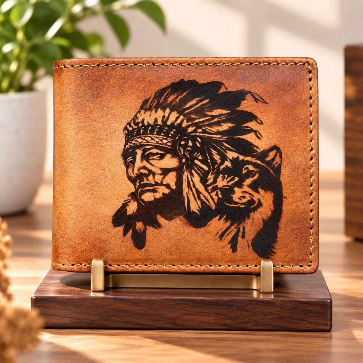 Leather Wallet for Men Handmade Bifold Wallet - Image 1