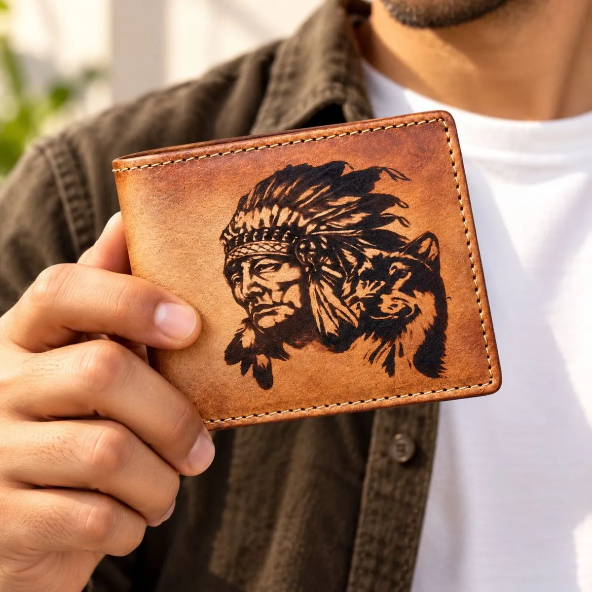 Leather Wallet for Men Handmade Bifold Wallet - Image 4