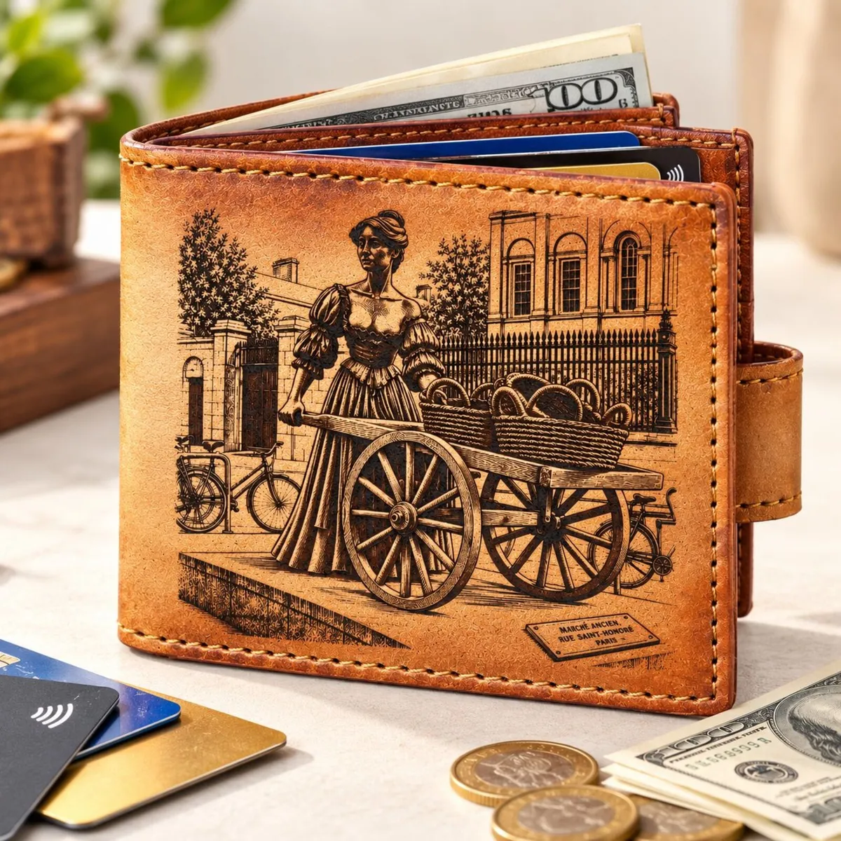 Leather Wallet for Men Handmade Bifold Wallet - Image 4