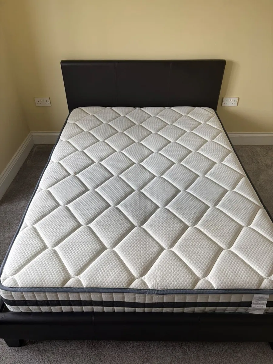 4ft 6 Large Double Bed frame with Mattress - Image 1