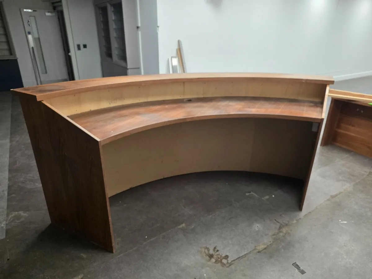 Large Curved Wooden Reception Desk / Shop Counter - Image 2