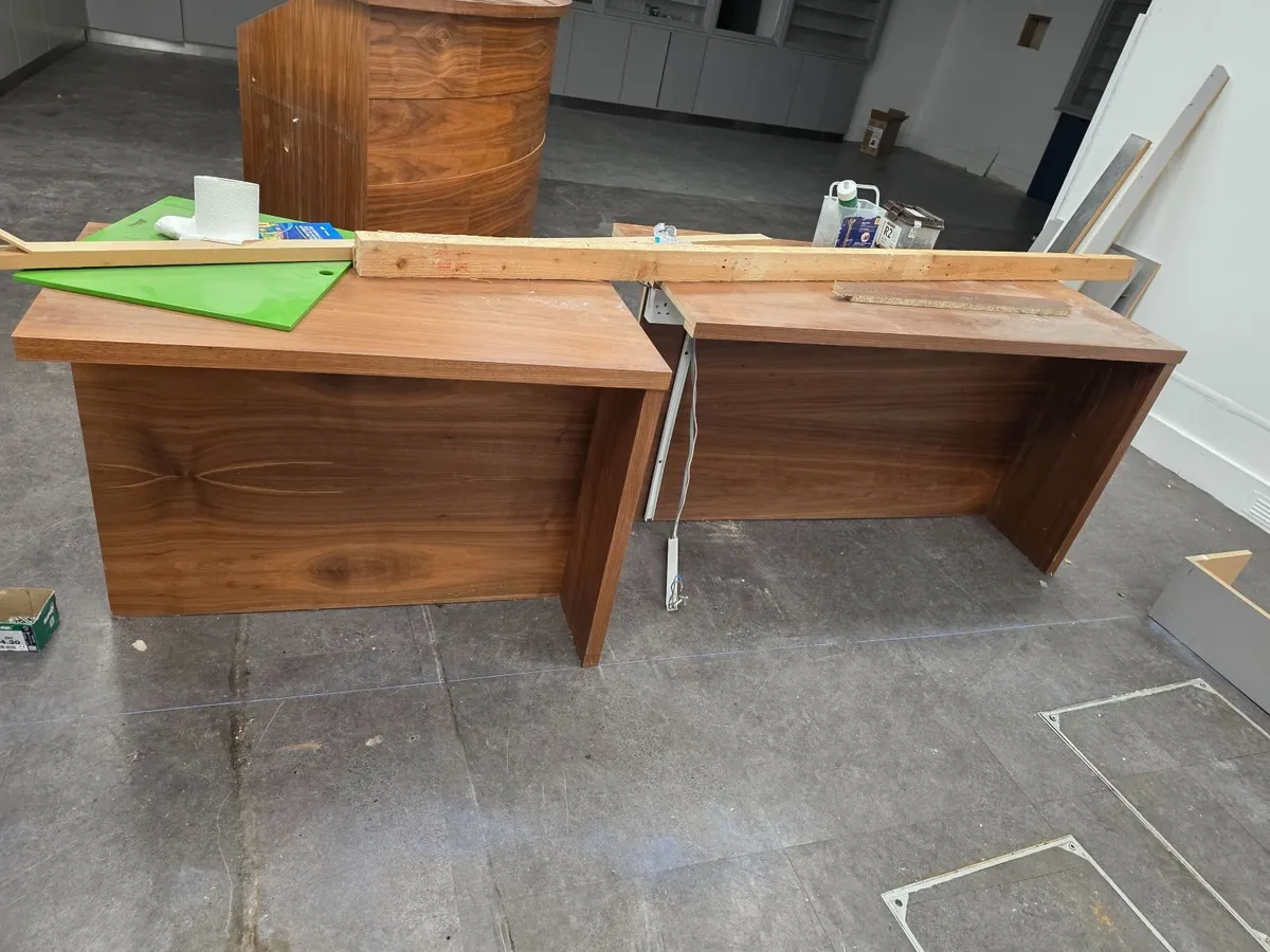 Large Curved Wooden Reception Desk / Shop Counter - Image 3
