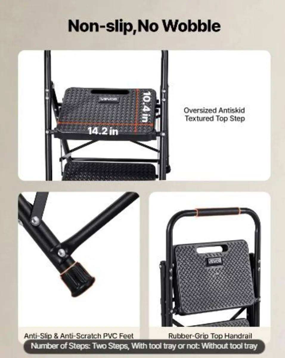 2 Step Ladder, Folding Step Stool - Image 2