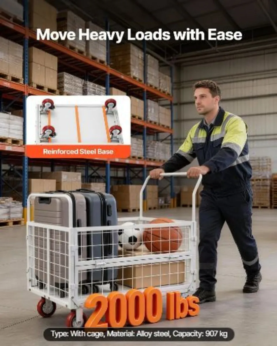 Platform Truck Cart with Cage, 2000 lbs Capacity - Image 2