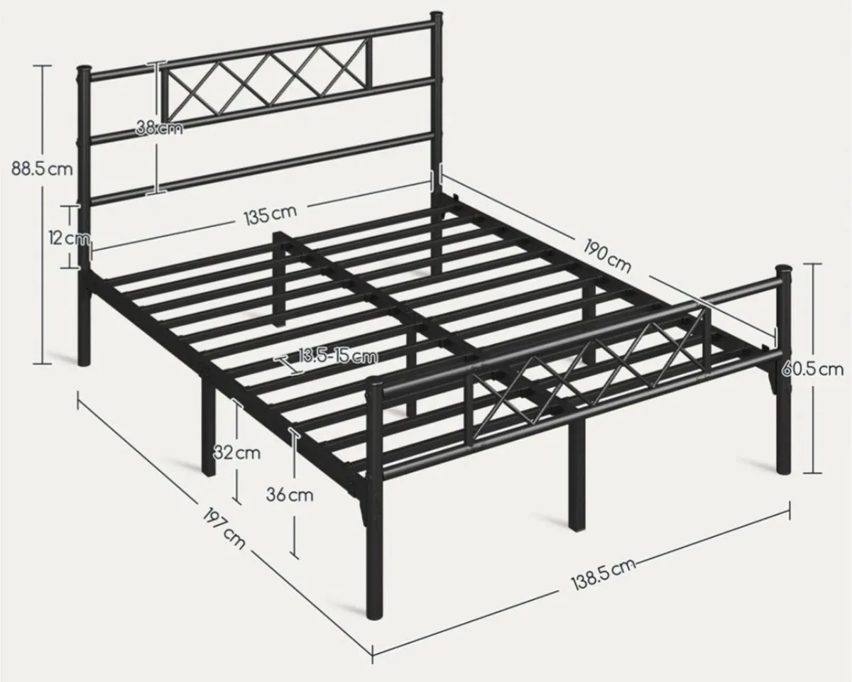 King size metal bed frame - Image 1