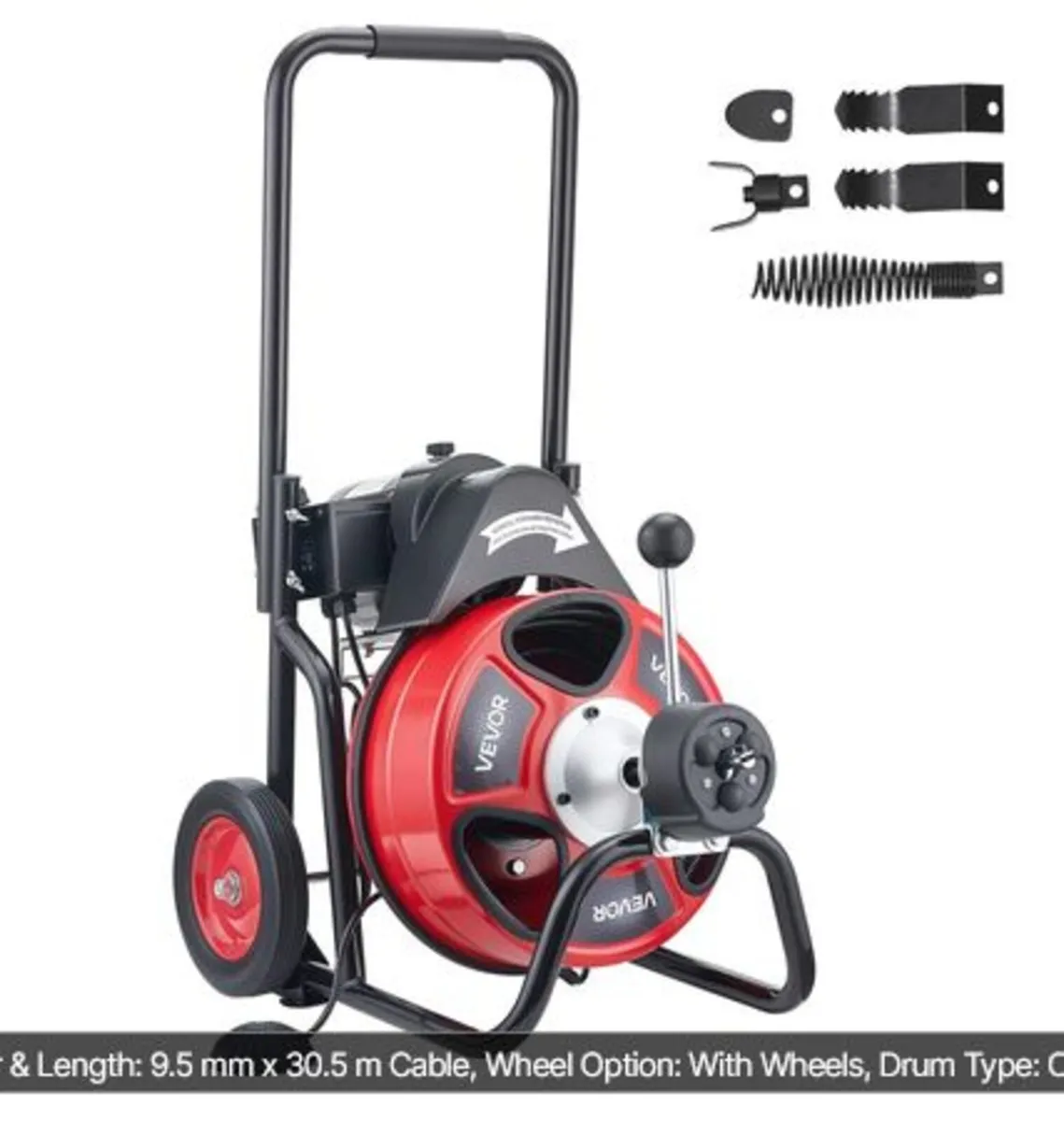 Drain Cleaner Machine 30m x 9.5mm, Auto Feed Sewer - Image 1