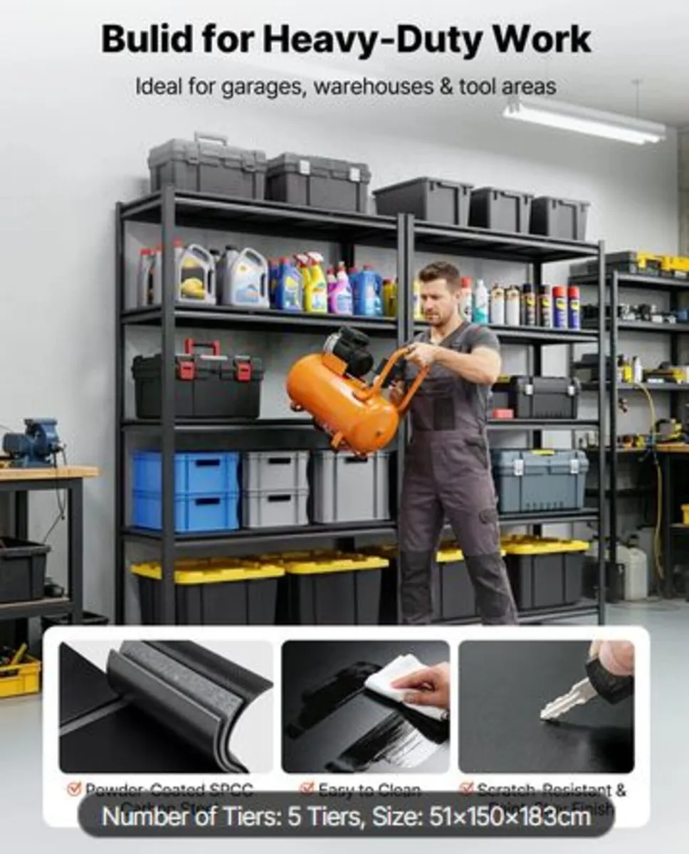 Storage Shelves,5-Tier Adjustable,1360.8kg - Image 4