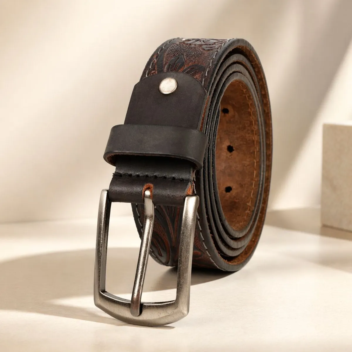 Unisex Genuine Leather  Belt  Western Leather Belt - Image 3
