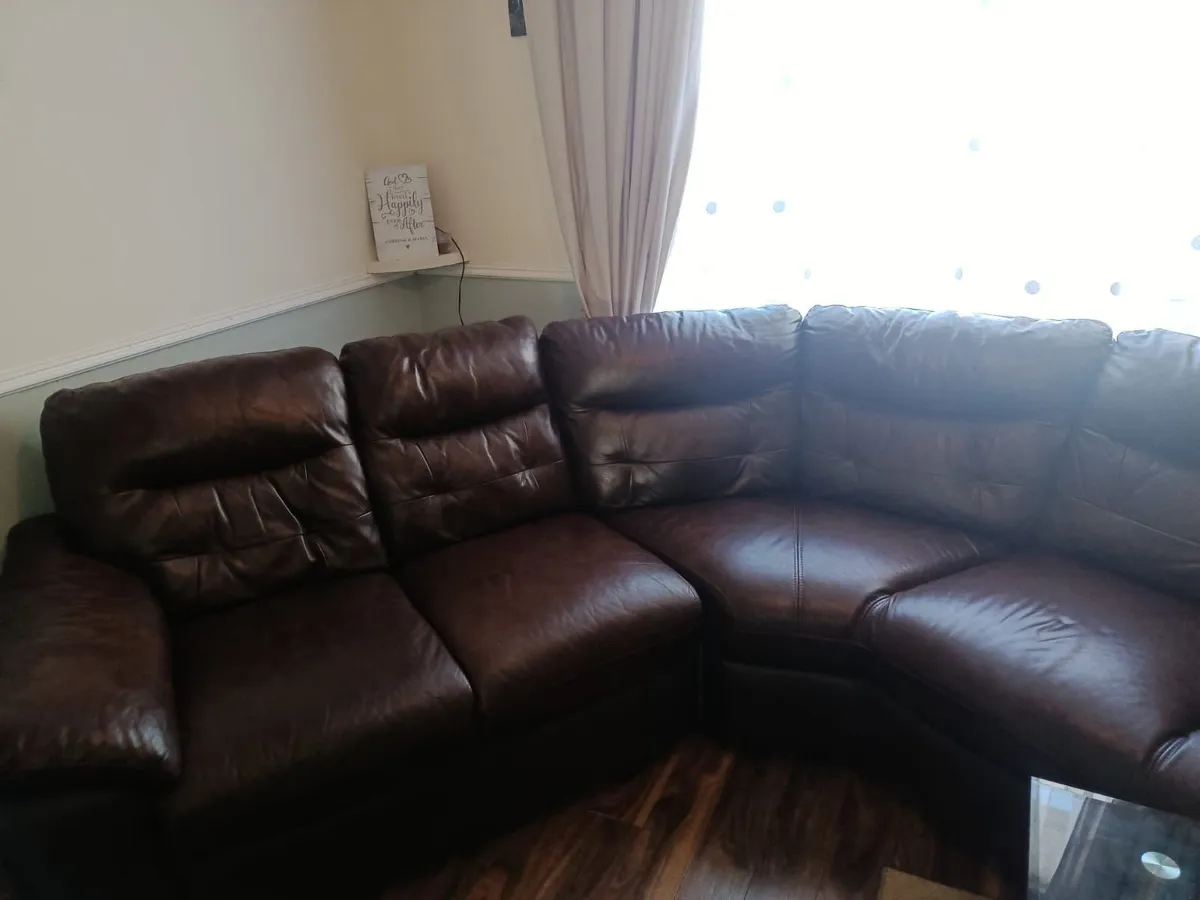 Brown leather corner sofa - Image 4