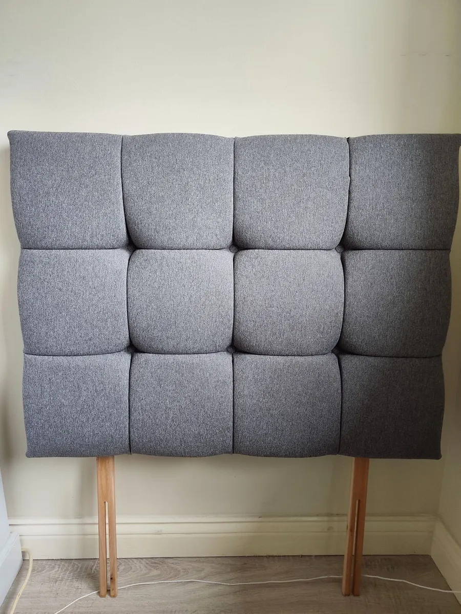 Single Grey Padded Headboard - Image 1
