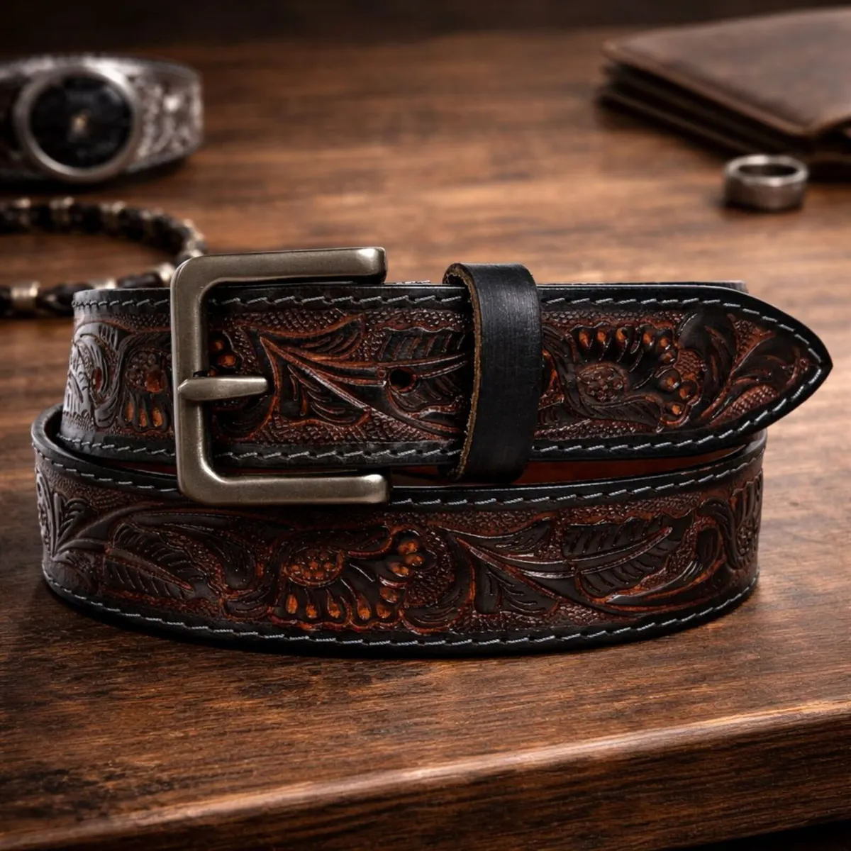 Unisex Genuine Leather  Belt  Western Leather Belt - Image 4