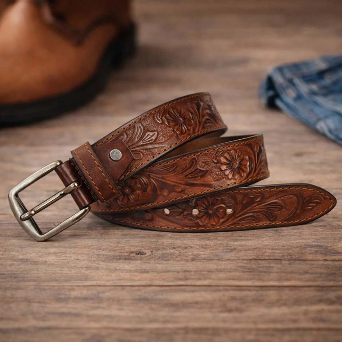 Unisex Genuine Leather  Belt  Western Leather Belt - Image 1
