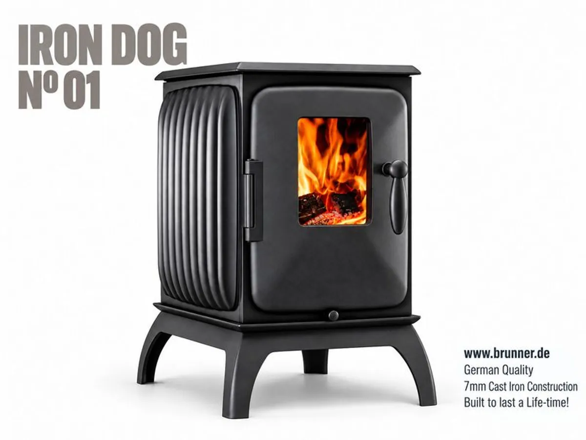 Brunner IRON DOG 01 Wood-Burning Stove, 7kW, A Rated, German Cast Iron - Image 1