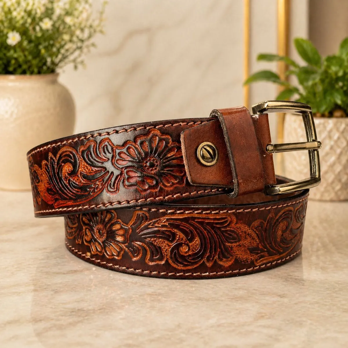 Unisex Genuine Leather Belt  Western Leather Belt - Image 3