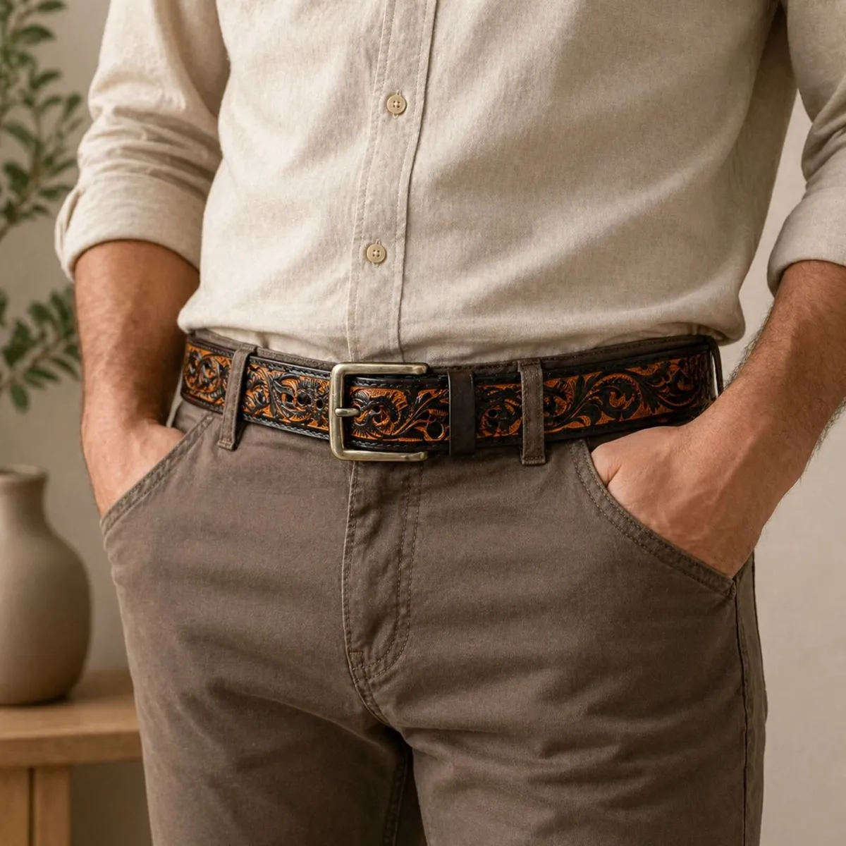 Unisex Genuine Leather Belt  Western Leather Belt - Image 4