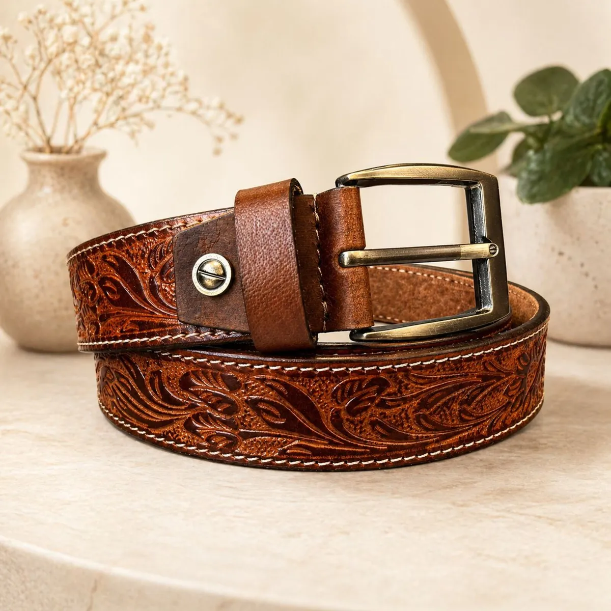 Unisex Genuine Leather Belt  Western Leather Belt - Image 1