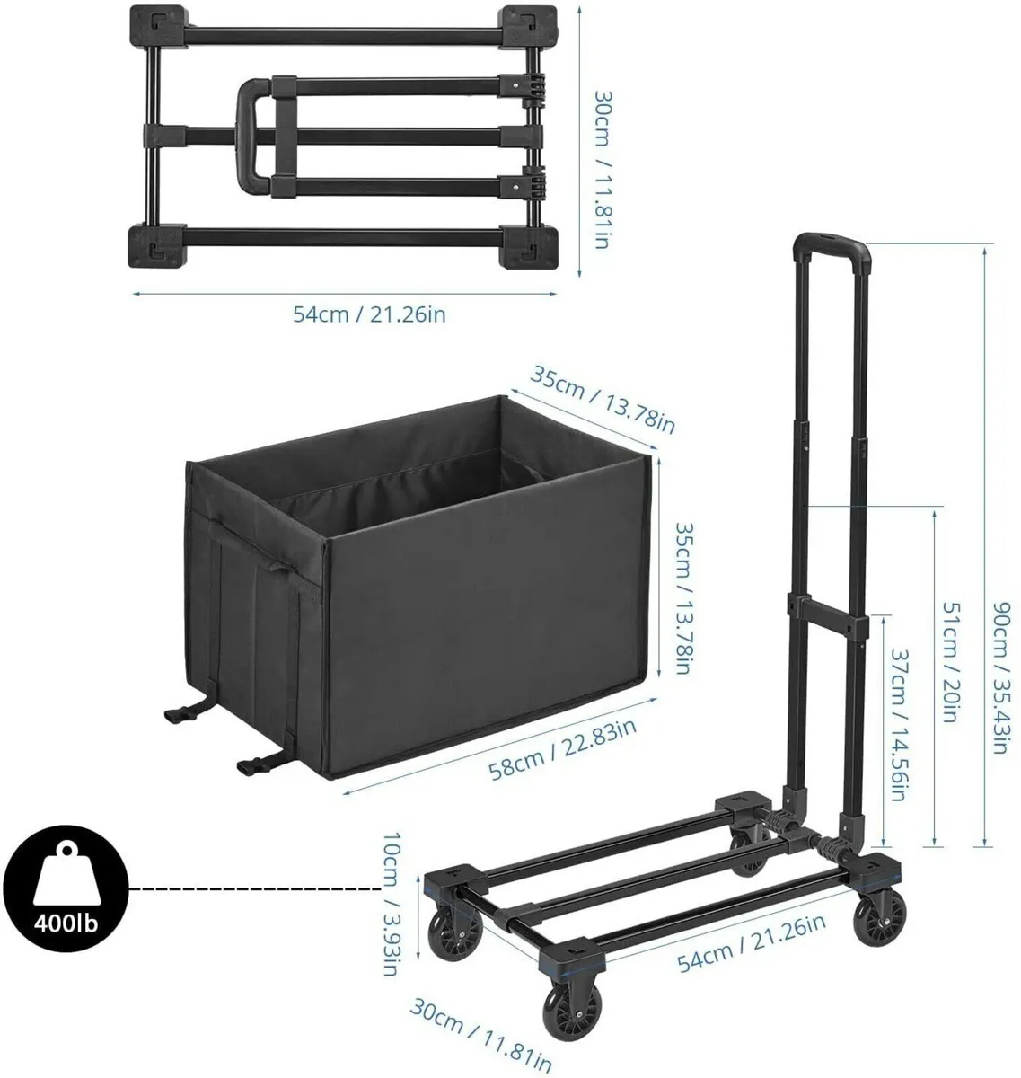 2-in-1 Folding Heavy-Duty Hand Truck with Bag - Image 2