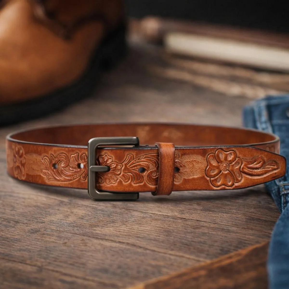 Unisex Genuine Leather Belt Western Brown  Belt - Image 3