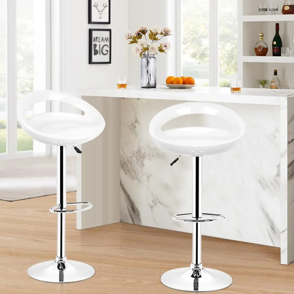 Bar Stool Set of 2 Modern Black White and Red - Image 4