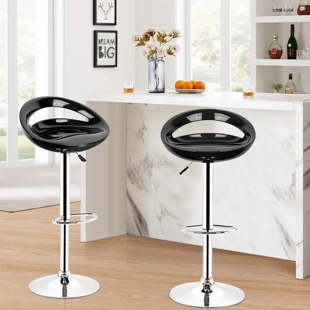 Bar Stools Set of 2 Adjustable Contemporary Design - Image 4