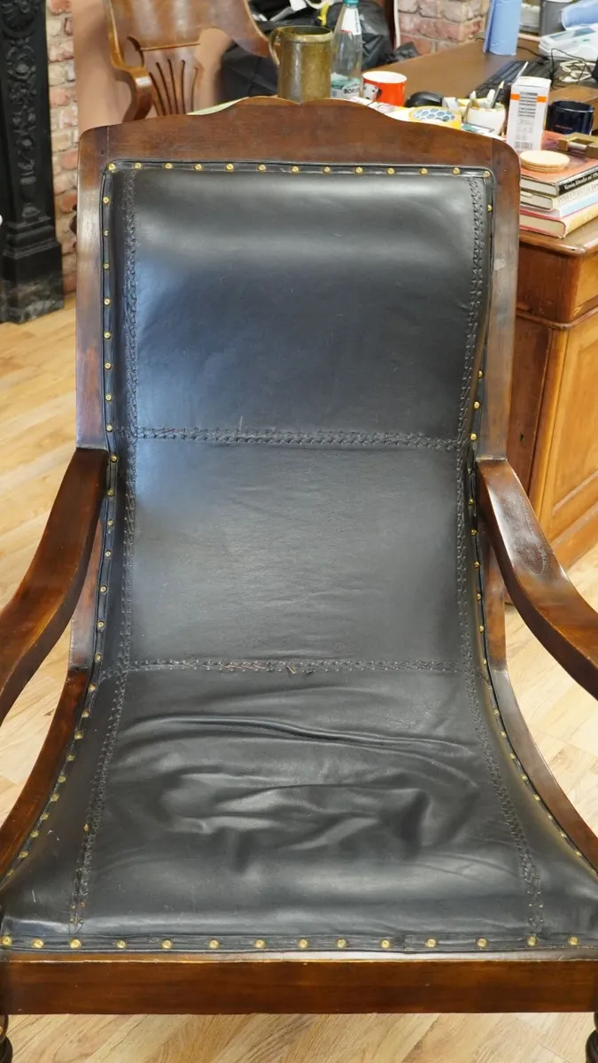 Leather Armchair with Matching Footstool - Image 4