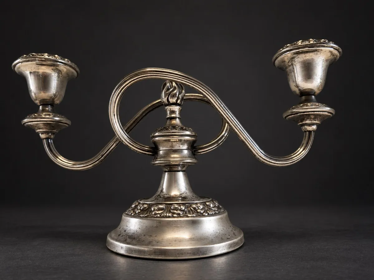 Vintage English Silver-Plated Two-Arm Candelabra - Image 1
