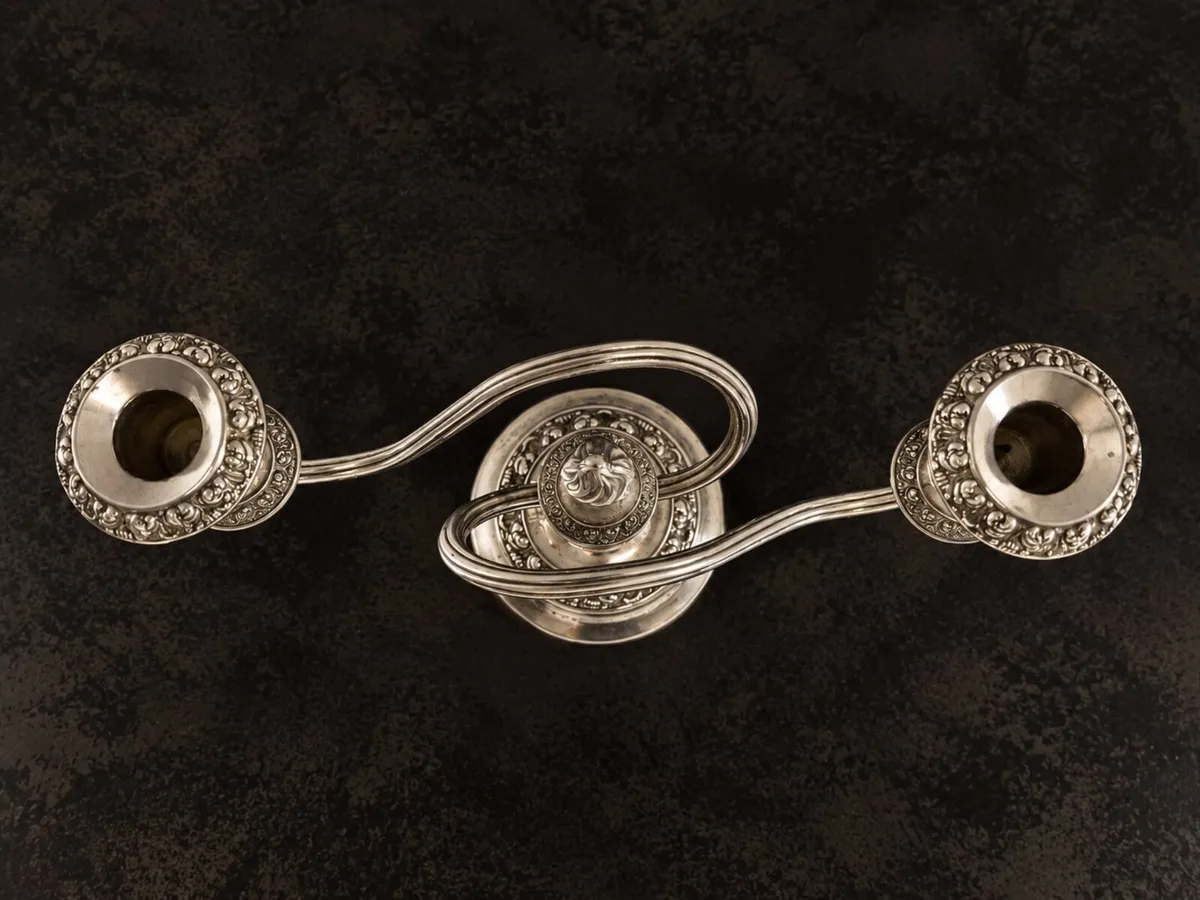 Vintage English Silver-Plated Two-Arm Candelabra - Image 3