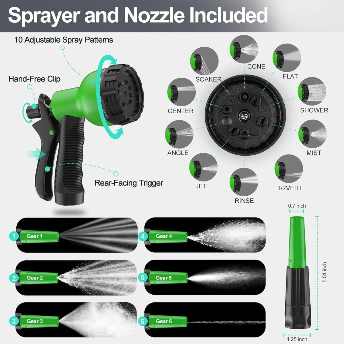 Garden Hose 100ft Stainless Steel Spray Nozzle Set - Image 2