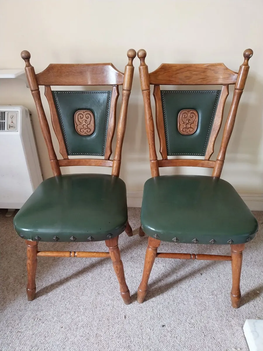 2 x Solid Wood Chairs - Image 1