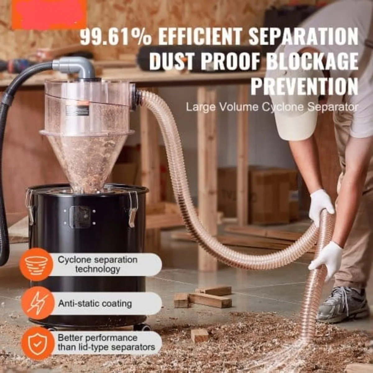 Cyclone Dust Separator with Metal Tank, 4" Retrofi - Image 2