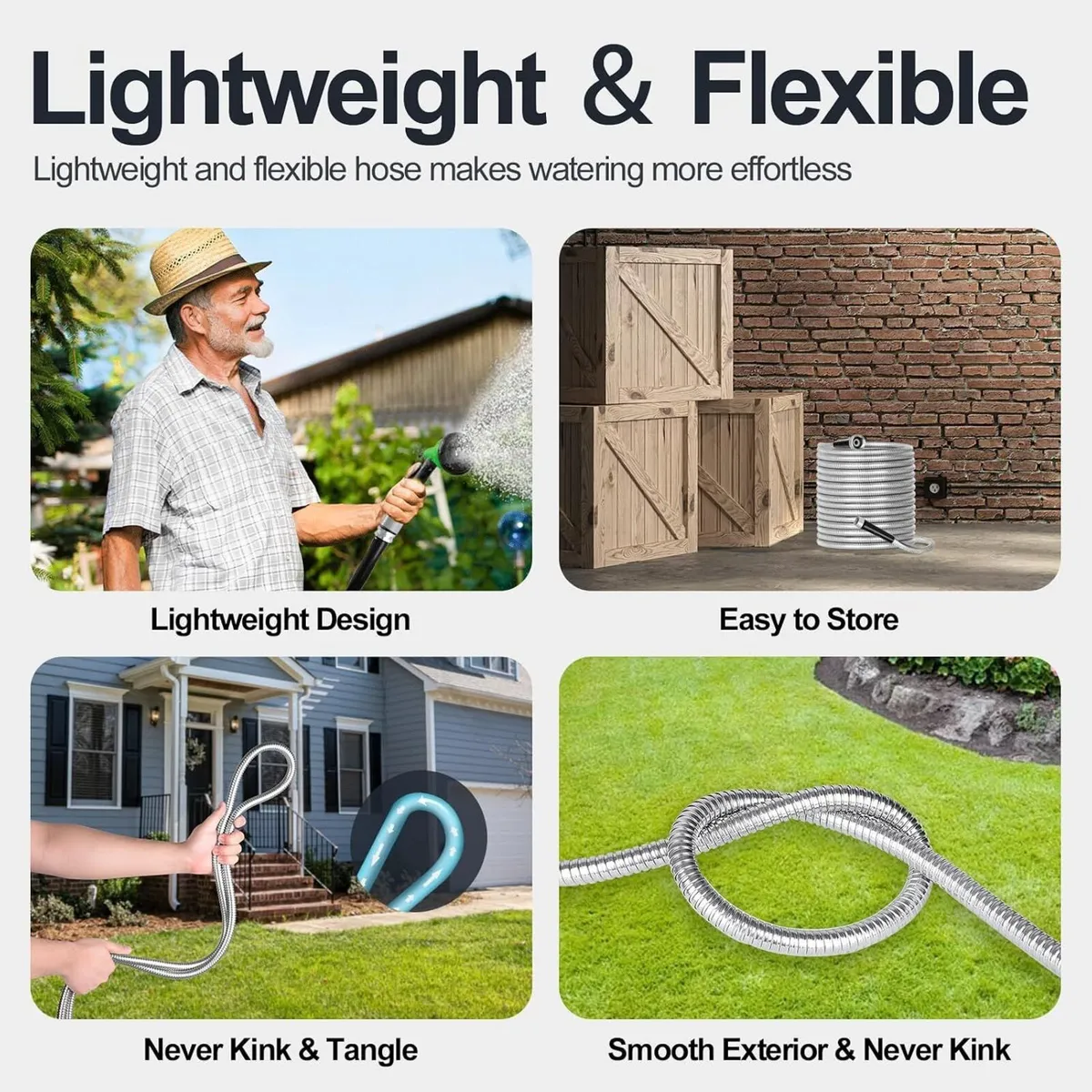 Garden Hose 100ft Heavy Duty Metal Water Hose - Image 4