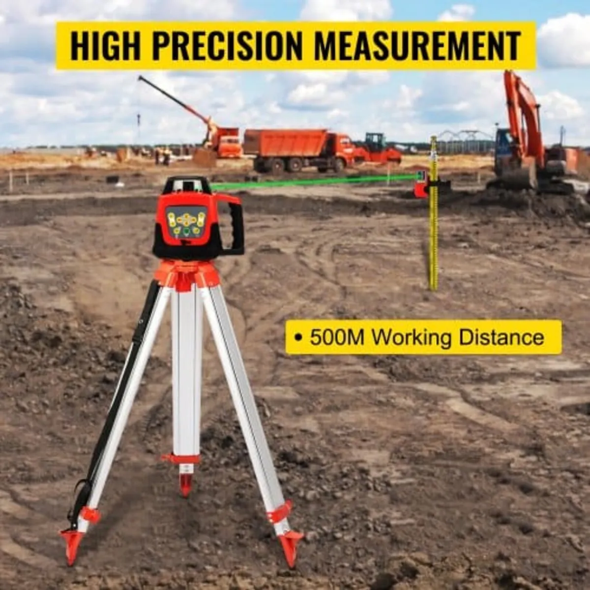 Green Rotary Laser Level Kit with Adjustable Tripo - Image 4