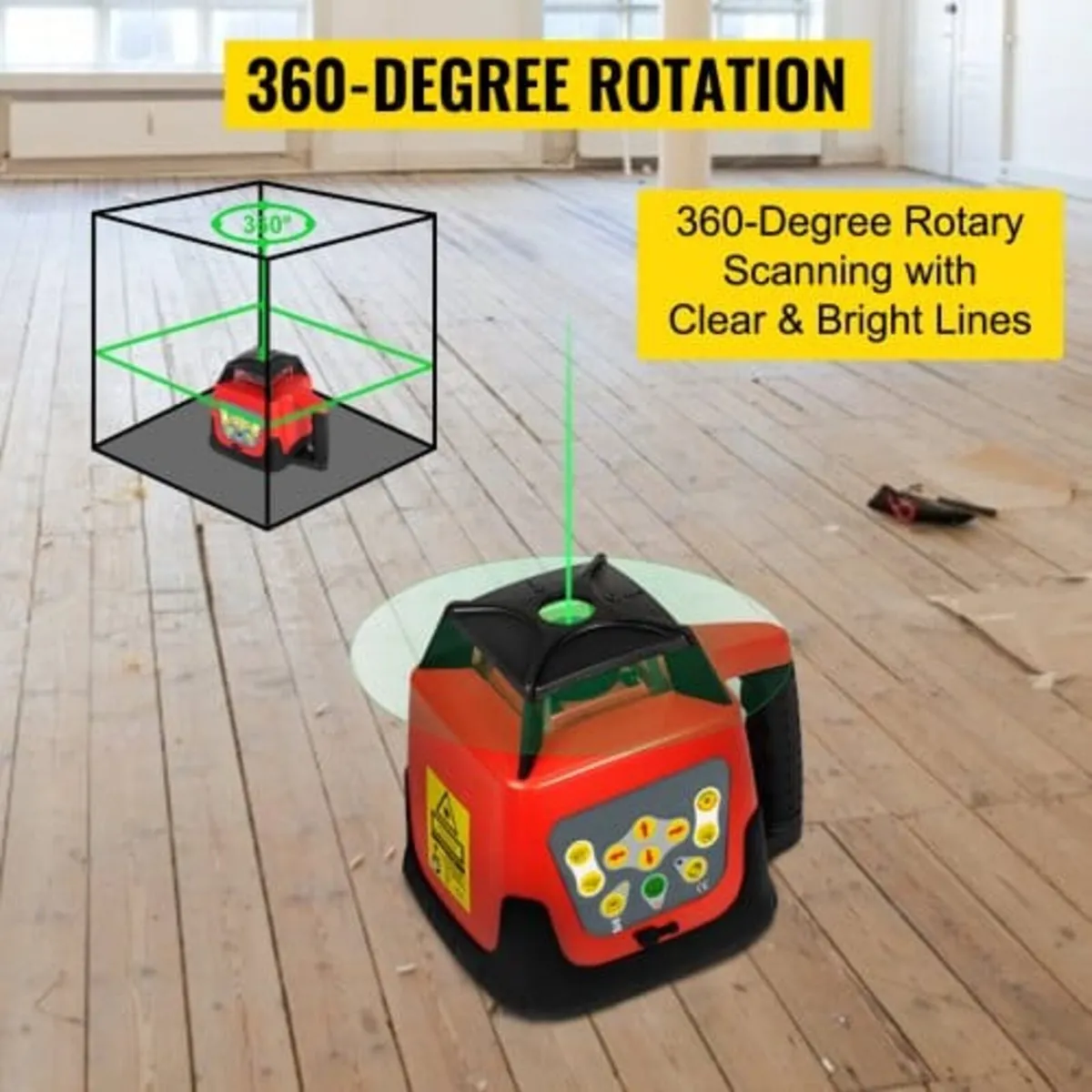 Green Rotary Laser Level Kit with Adjustable Tripo - Image 2