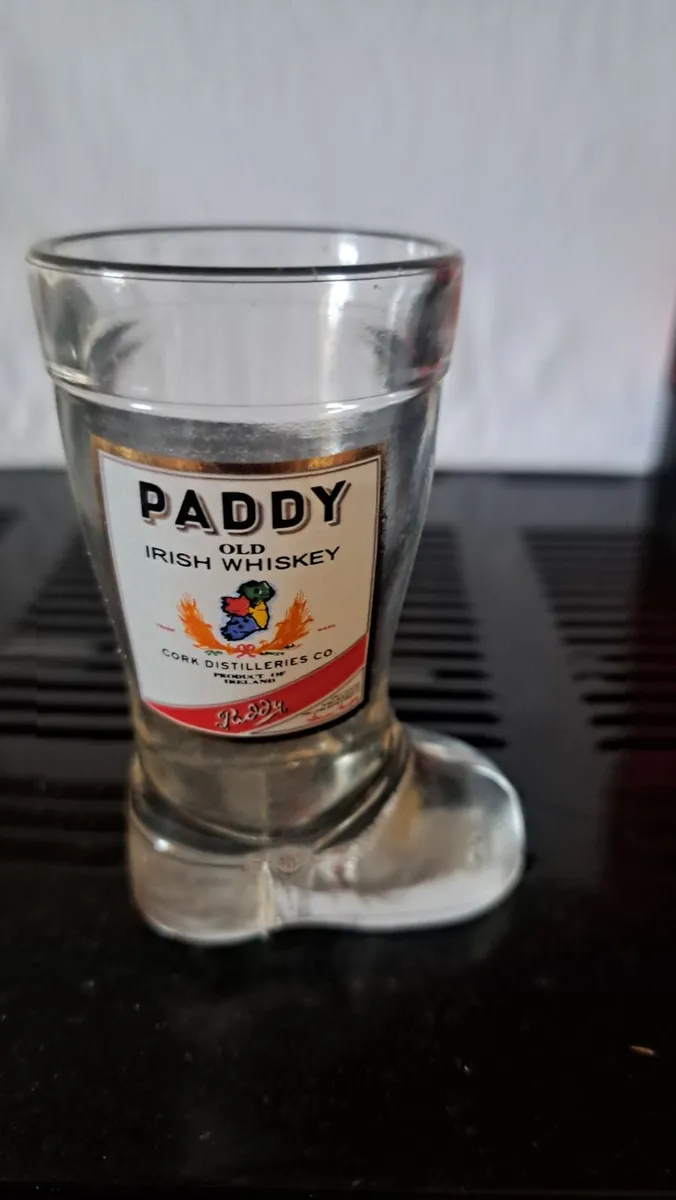 Vintage clear glass boot shaped shot glass