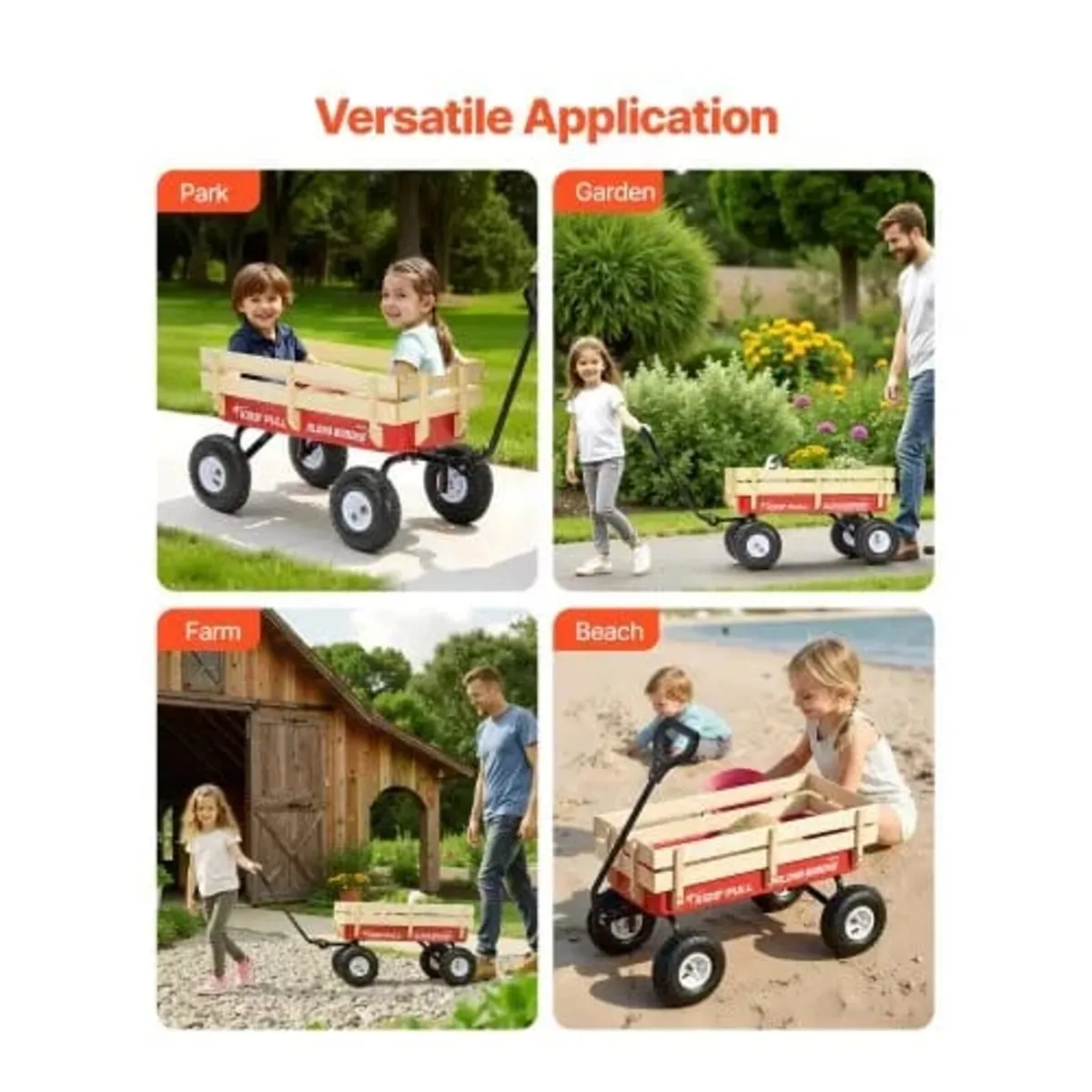 Pull-Along Wagon for Kids, 101cm Toddler Wagons wi - Image 4