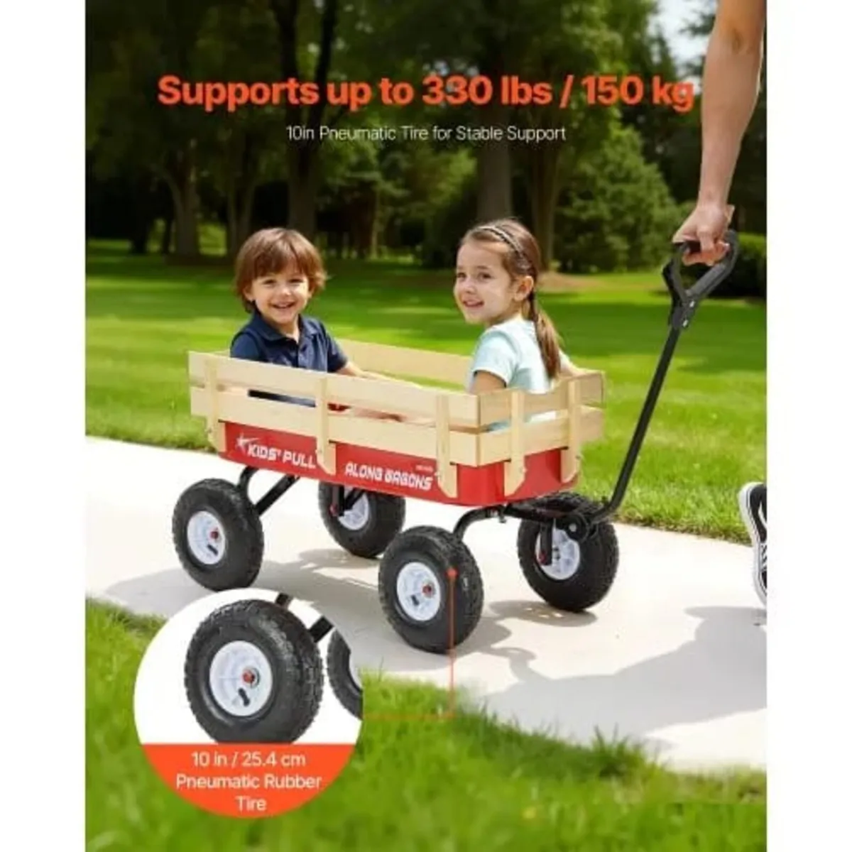 Pull-Along Wagon for Kids, 101cm Toddler Wagons wi - Image 3