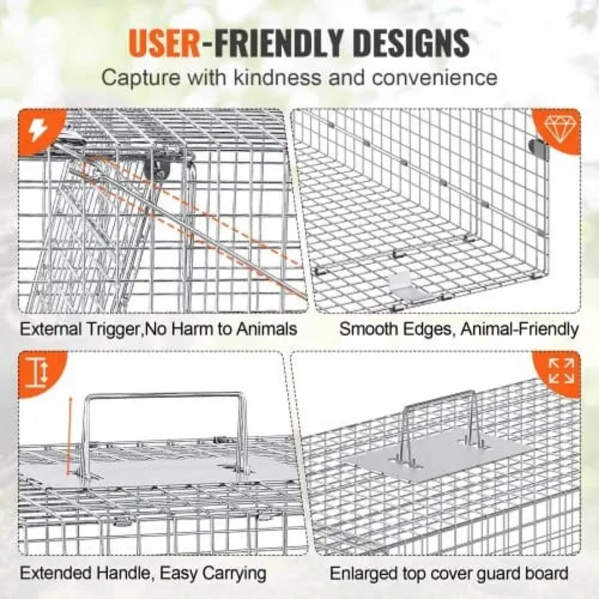 Live Animal Cage Trap 106.7 x 40.6 x 45.7 cm Human - Image 2