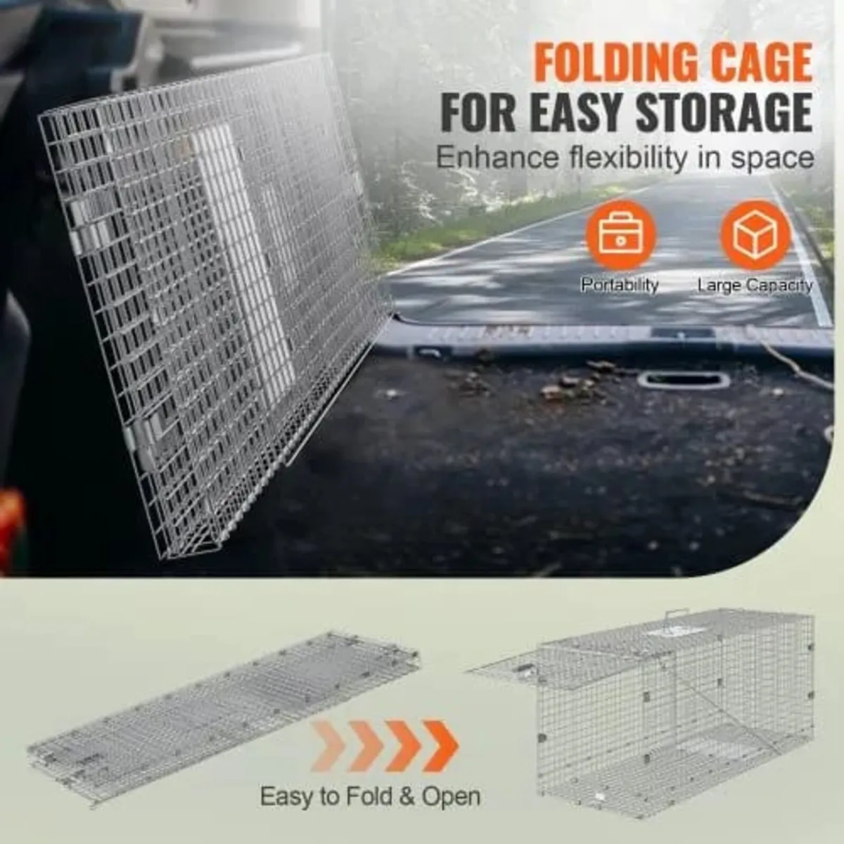 Live Animal Cage Trap 106.7 x 40.6 x 45.7 cm Human - Image 3