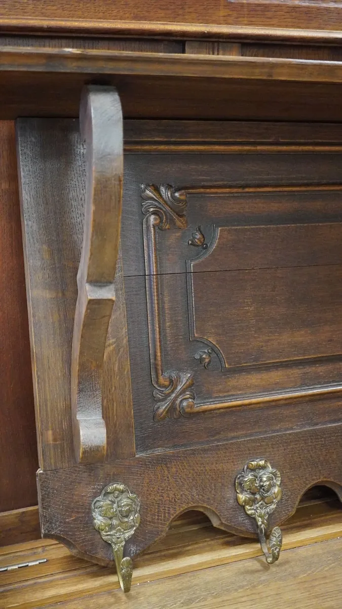 Antique French Oak Wall Coat Rack - Image 3