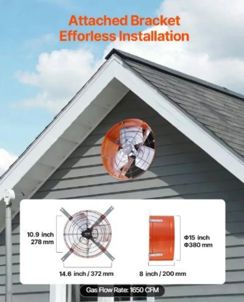 Gable Mount Fan, 15 Inch Attic Exhaust Fan - Image 3