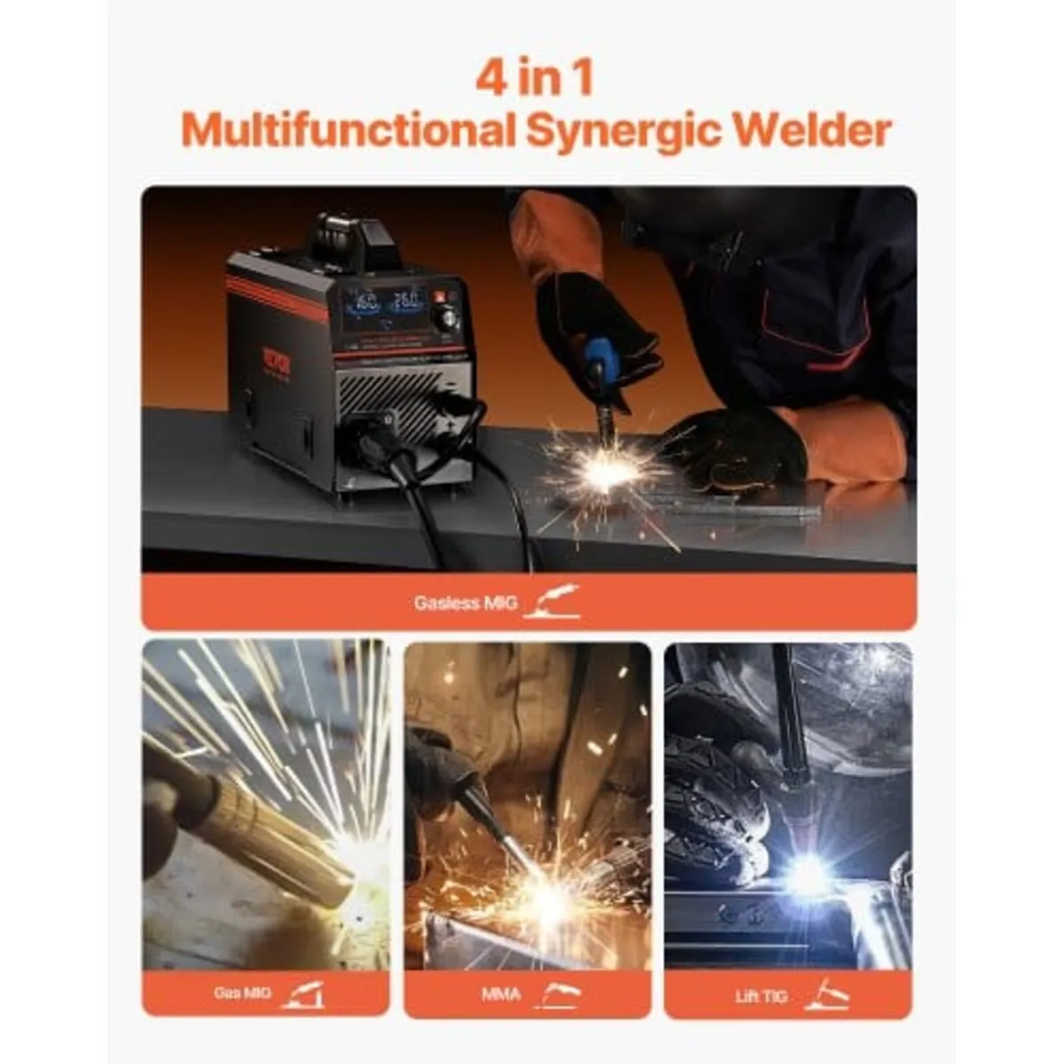 MIG Welder, 160A Synergic Mig Welding Machine, 4-i - Image 2