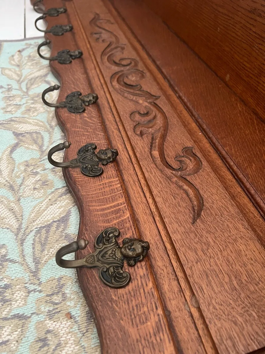 Solid Oak Coat Rack with Shelf - Image 1