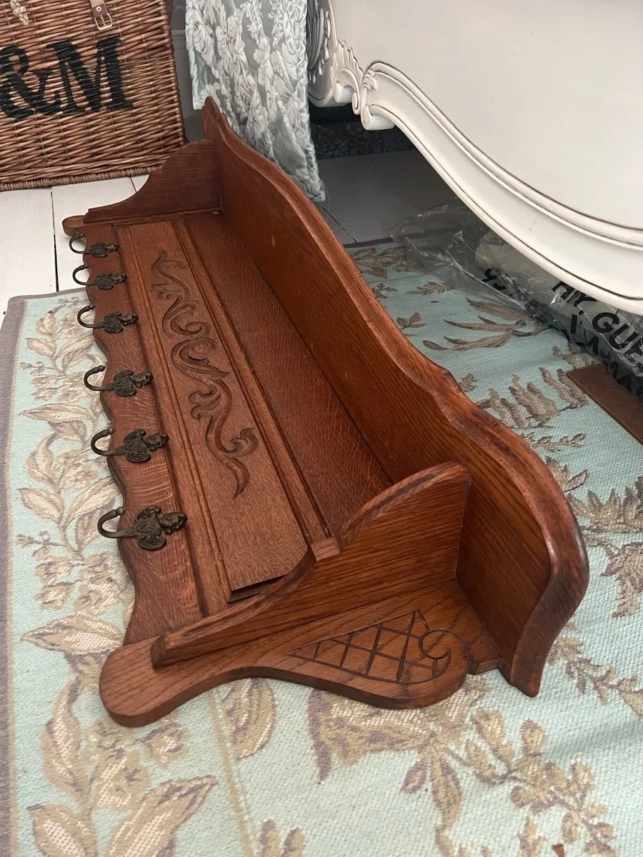 Solid Oak Coat Rack with Shelf - Image 2