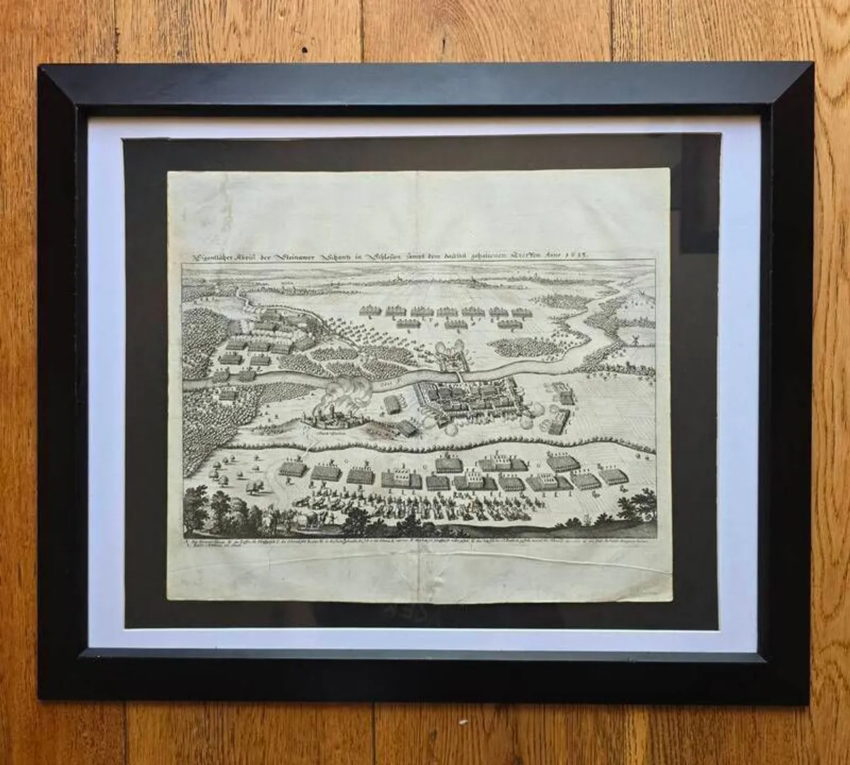 3 Matthaus Merian Antique Battle Engravings  17th Century Framed Set - Image 2
